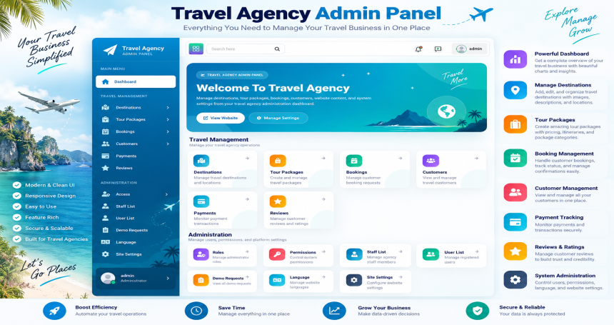 Travel Agency Management Software – Complete Travel & Tour Administration System