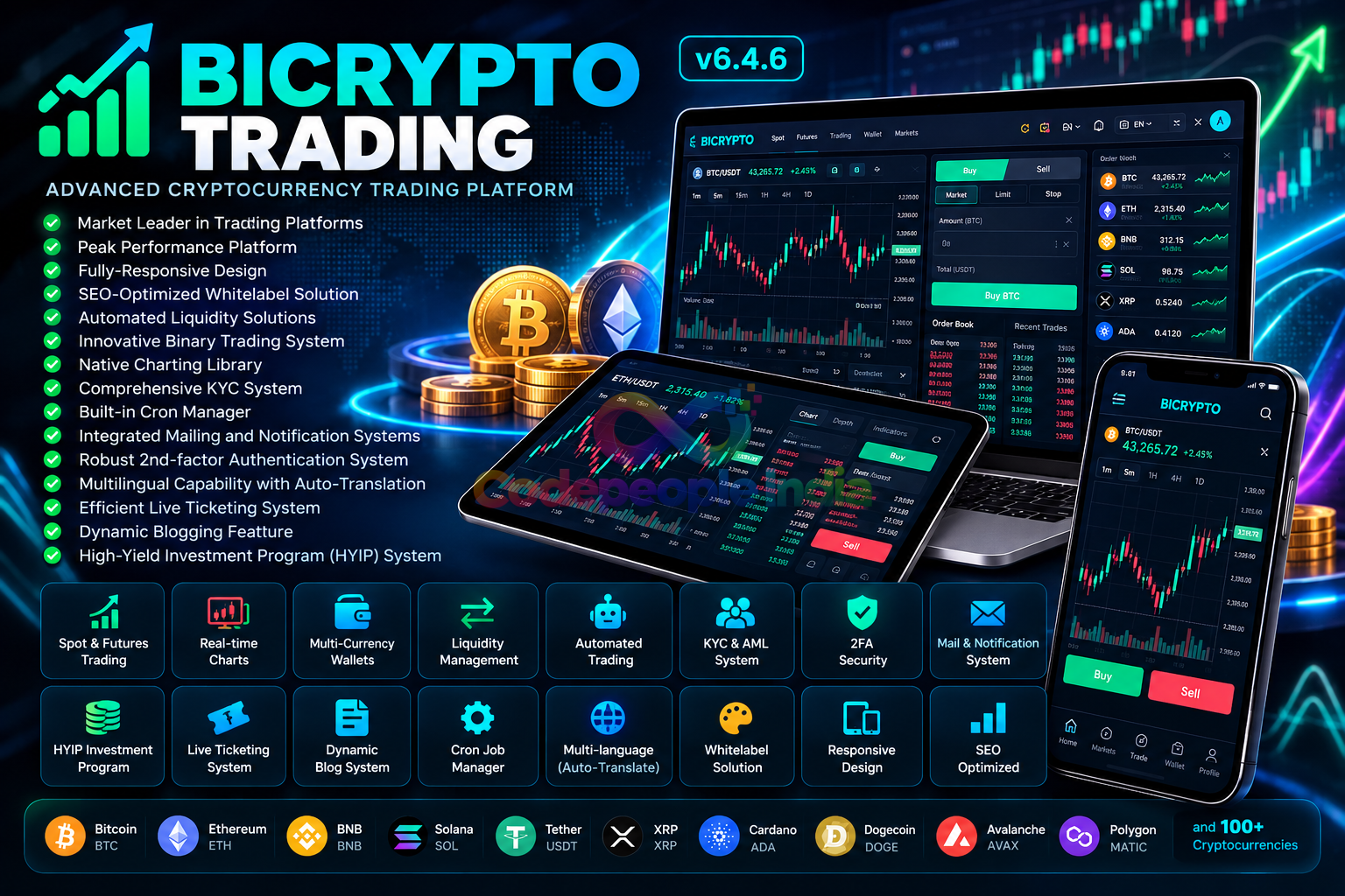 Bicrypto - Crypto Trading Platform, Binary Trading, Investments, Blog, News & More! 6.8.0 + 14 Add-ons