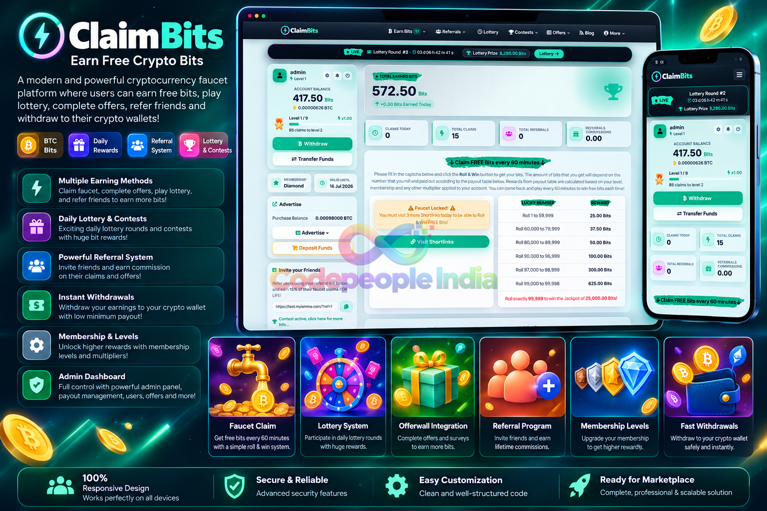 ClaimBits Plus - Ultimate Bitcoin Faucet Script 3.0.0